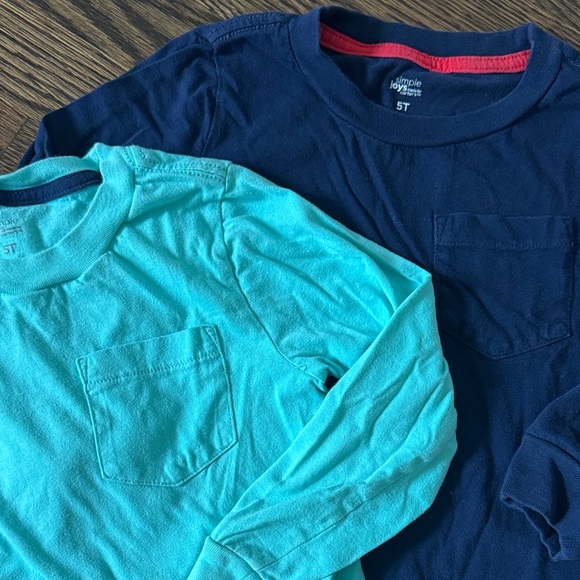 Simple Joys by Carter’s LS Aqua Green/Navy Shirts | 5T - Picture 2 of 14